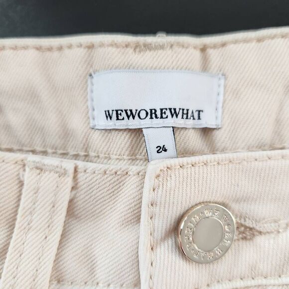 WeWoreWhat Cream Denim Cut Off Shorts NWT Size 24 Natural Revolve jean shorts - Picture 5 of 6